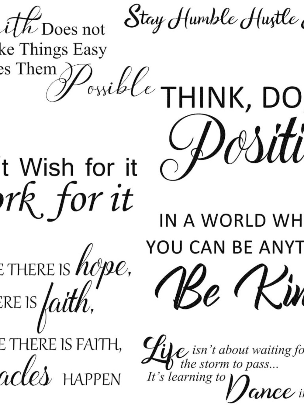 5 Sheets Inspirational Quotes Wall Decals Peel Stick, Positive